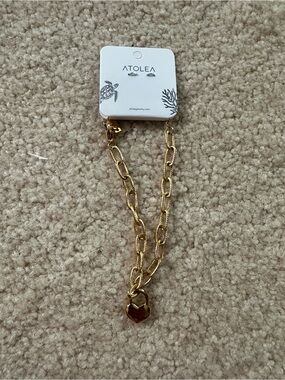 Gold Double-Chain Heart Pendant Bracelet